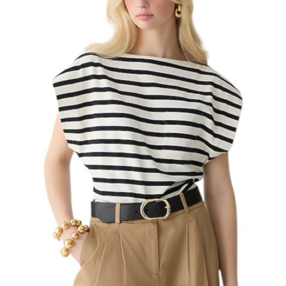 J. Crew Tops - J. Crew Black and White Striped Blouse